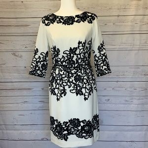 Adrianna Papell Sheath Dress 3/4 sleeve size 8